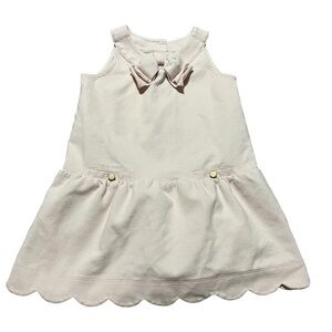 Janie and Jack Baby Pink Dress Bow Collar Detail Size 4 Scallop Hem Preppy